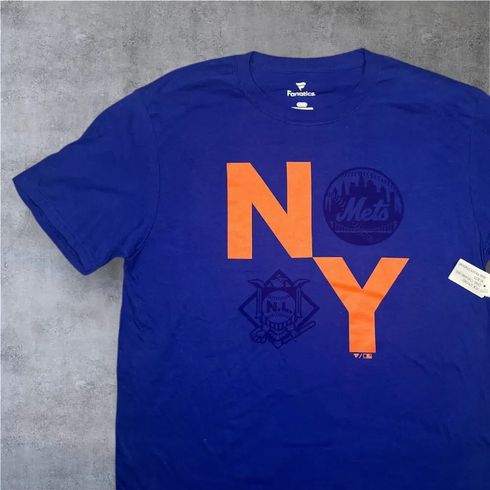 New York Mets Fanatics Tee L Blue NL Logo MLB Baseball Shirt